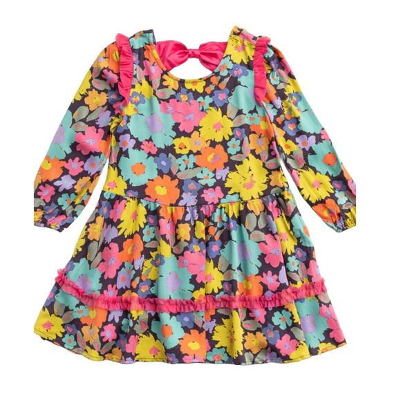 NEW Finding Foxtale Girls You're Invited Party Dress SZ 4 Pink Bow Artsy Floral - Picture 2 of 9